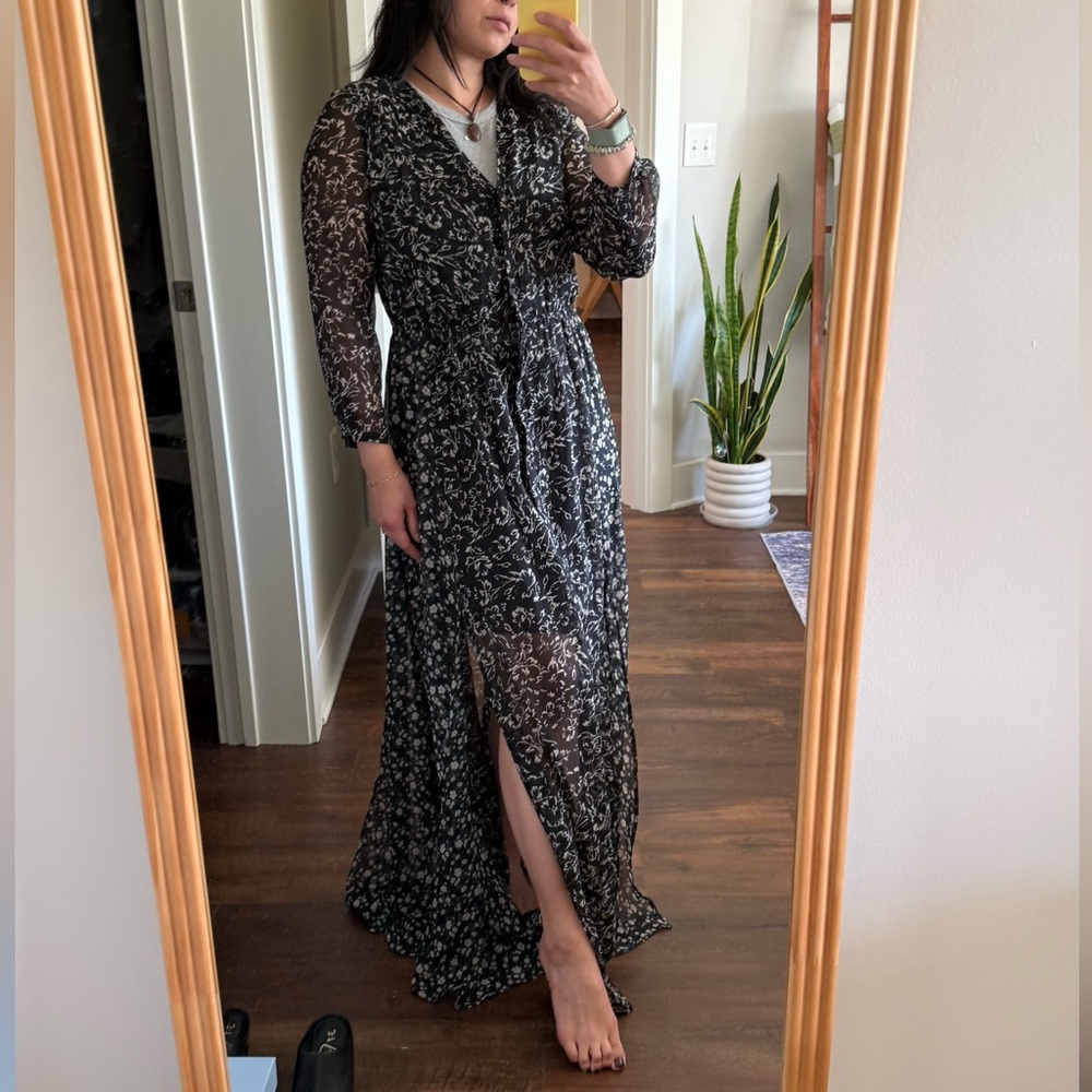 French Connection Black Floral Maxi Dress sz 6